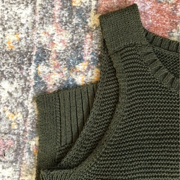 Lou & Grey Knit Tank S Woven Sleeveless Tunic Length Olive Moss Green Rib Cozy - Picture 2 of 8